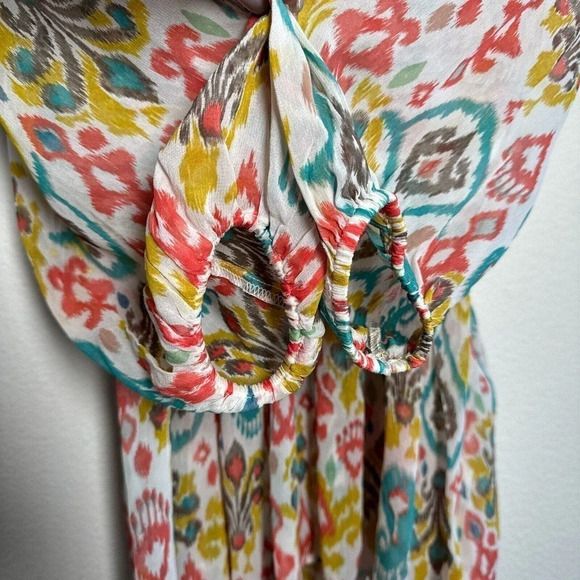 Anthropologie Maureen Babydoll Tunic Blouse Sheer Multicolor Floral Paisley M - Picture 7 of 16